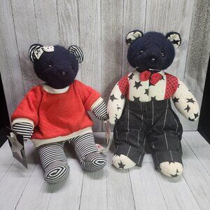 VTG Silhouette Nicole & Hooray For Hollywood Black Teddy Bear Plush - Set Of 2